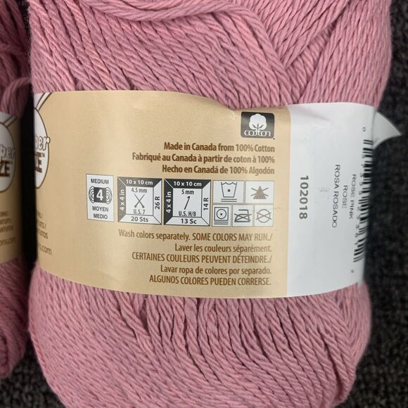 Lot Of 2 Lily Sugar'n Cream Yarn Rose Pink Worsted 100% Cotton 4oz Each - Picture 4 of 6